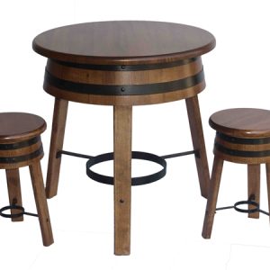 Mesa y taburetes con estilo de barril